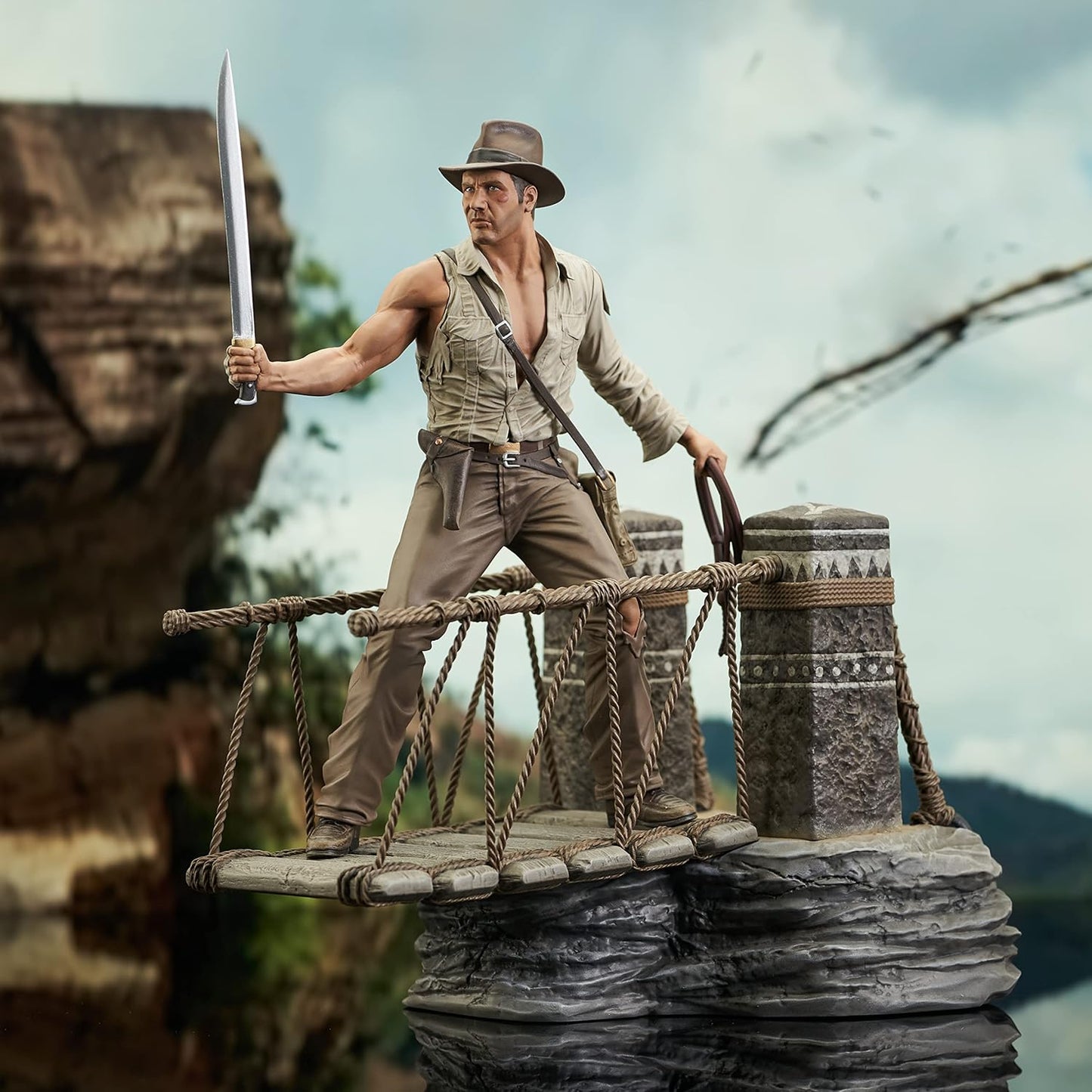 Indiana Jones and the Temple of Doom Bridge Escape Deluxe Statue Figure - Diamond Select Toys - Gallery Diorama