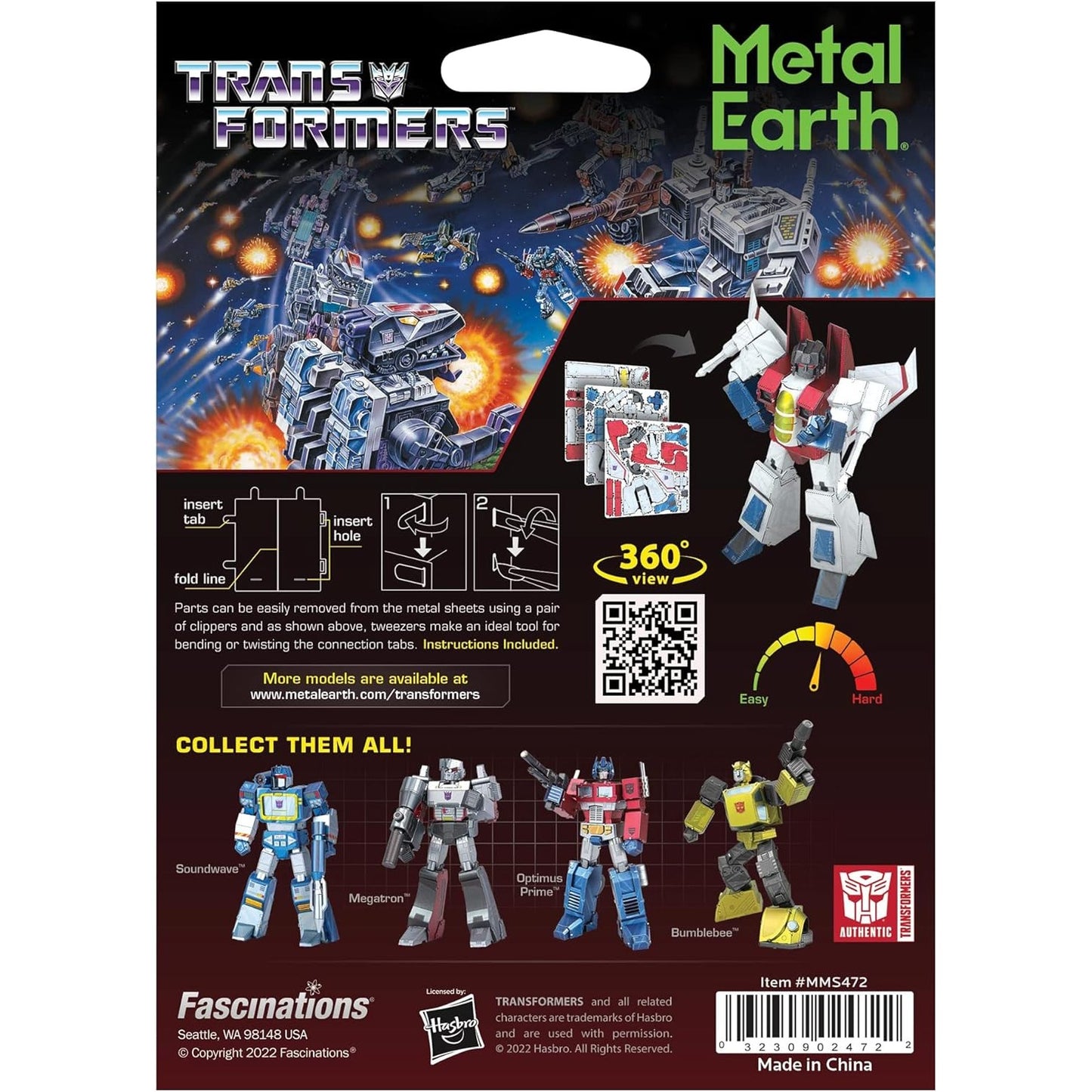 Transformers Starscream Color Ver. 3D Steel Model Kit - Fascinations - Metal Earth