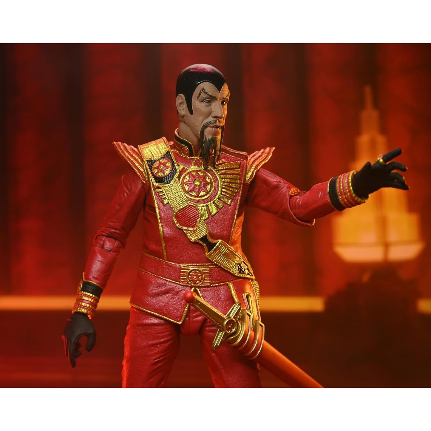 Flash Gordon Ultimate Ming the Merciless Red Military Outfit Action Figure - King Features - NECA