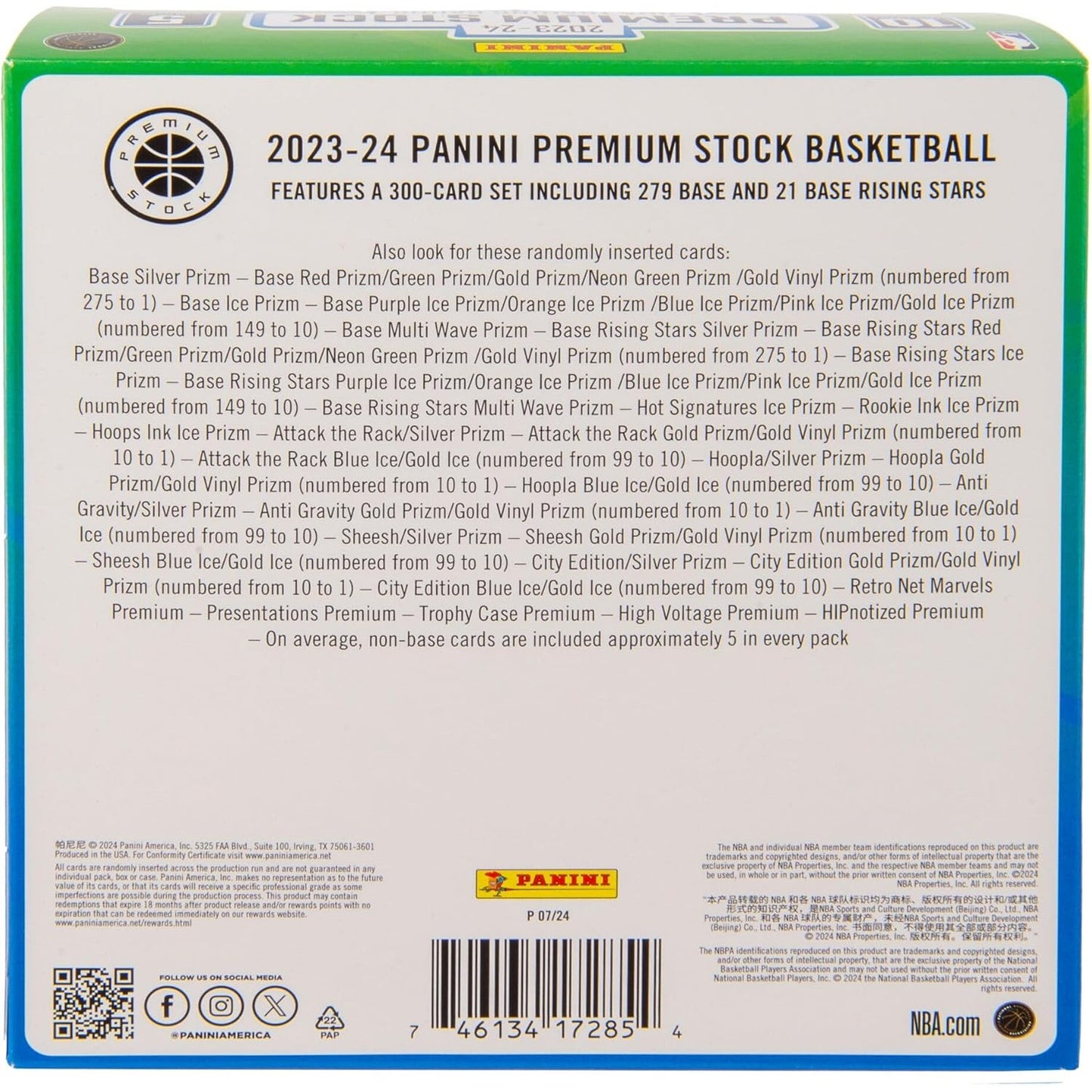 2023-24 Premium Stock NBA Mega Box - 5 Booster Packs, 50 Cards Total - Panini