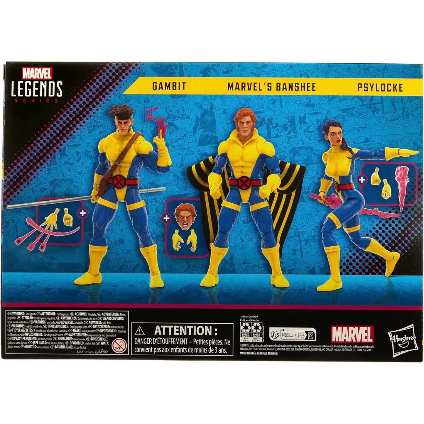 The Uncanny X-Men 60th Anniversary Banshee, Gambit, & Psylocke Action Figure 3-Pack - Hasbro - Marvel Legends