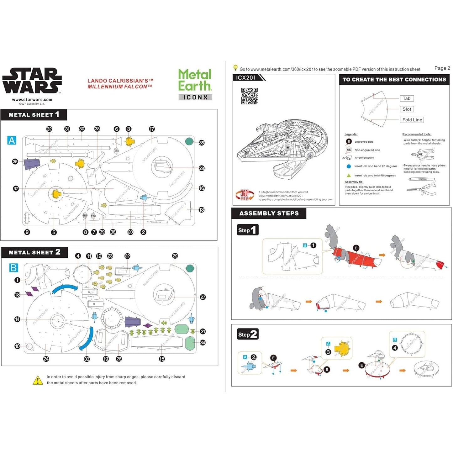 Star Wars Lando's Millennium Falcon Model Kit - Fascinations - Metal Earth: IconX