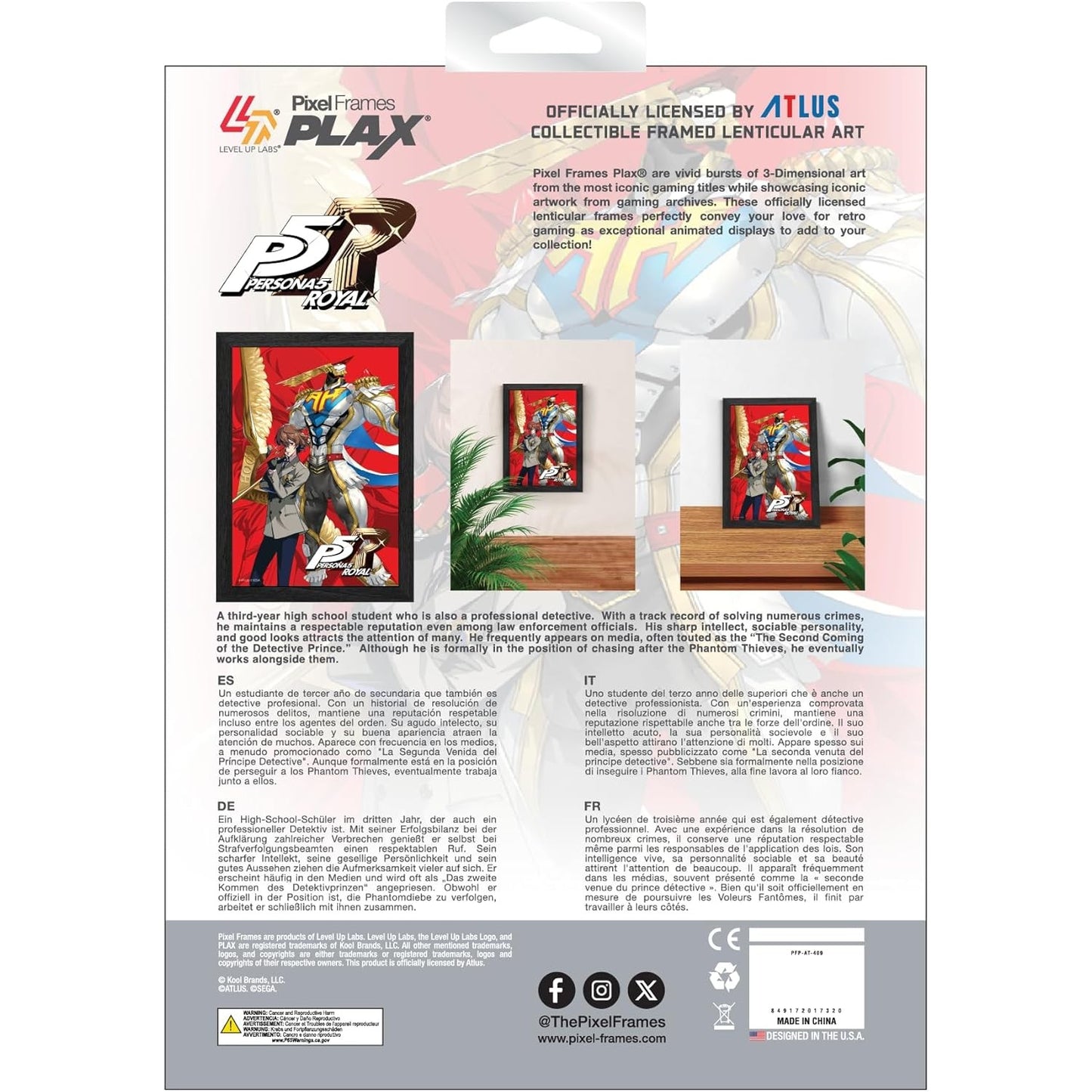 Persona 5 Goro Akechi Royal Codename: Crow Framed Lenticular Poster - Level Up Labs - Pixel Frames PLAX