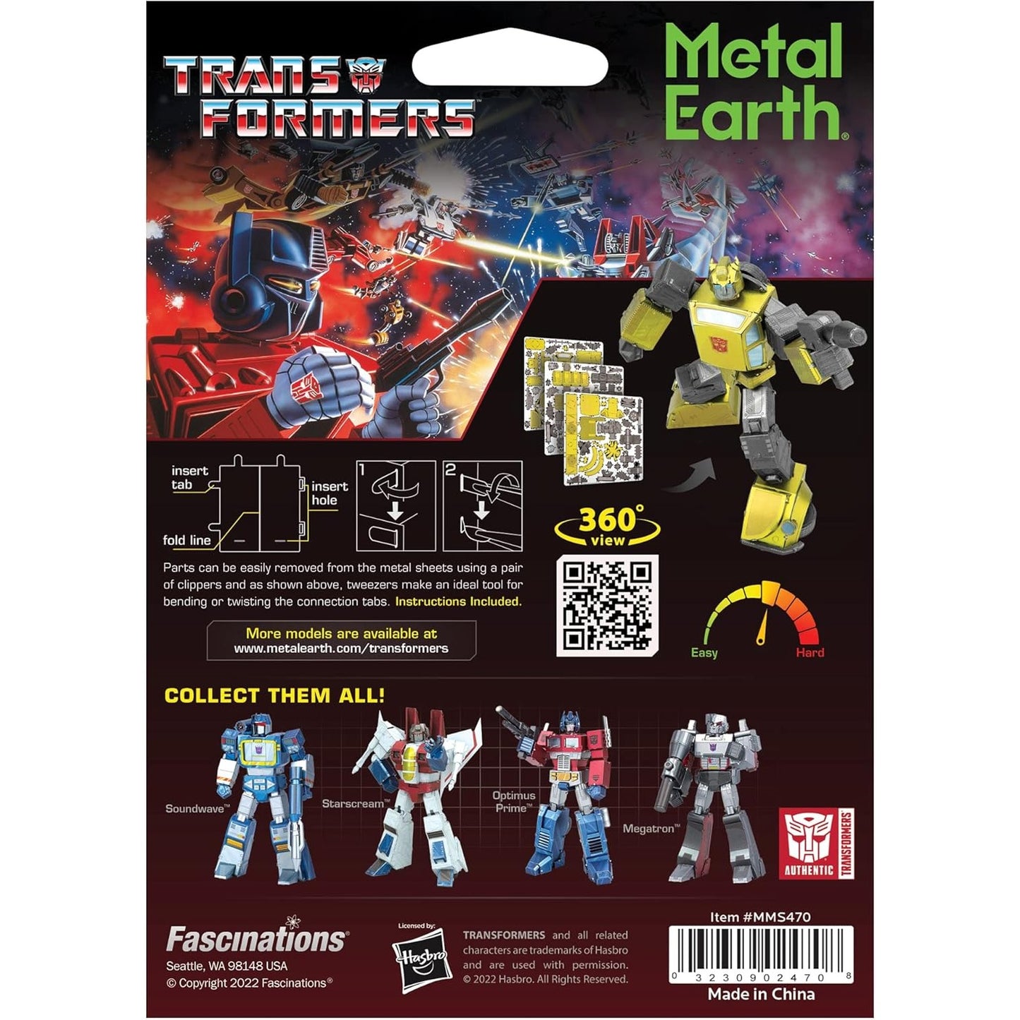 Transformers Bumblebee Color Ver. 3D Steel Model Kit - Fascinations - Metal Earth