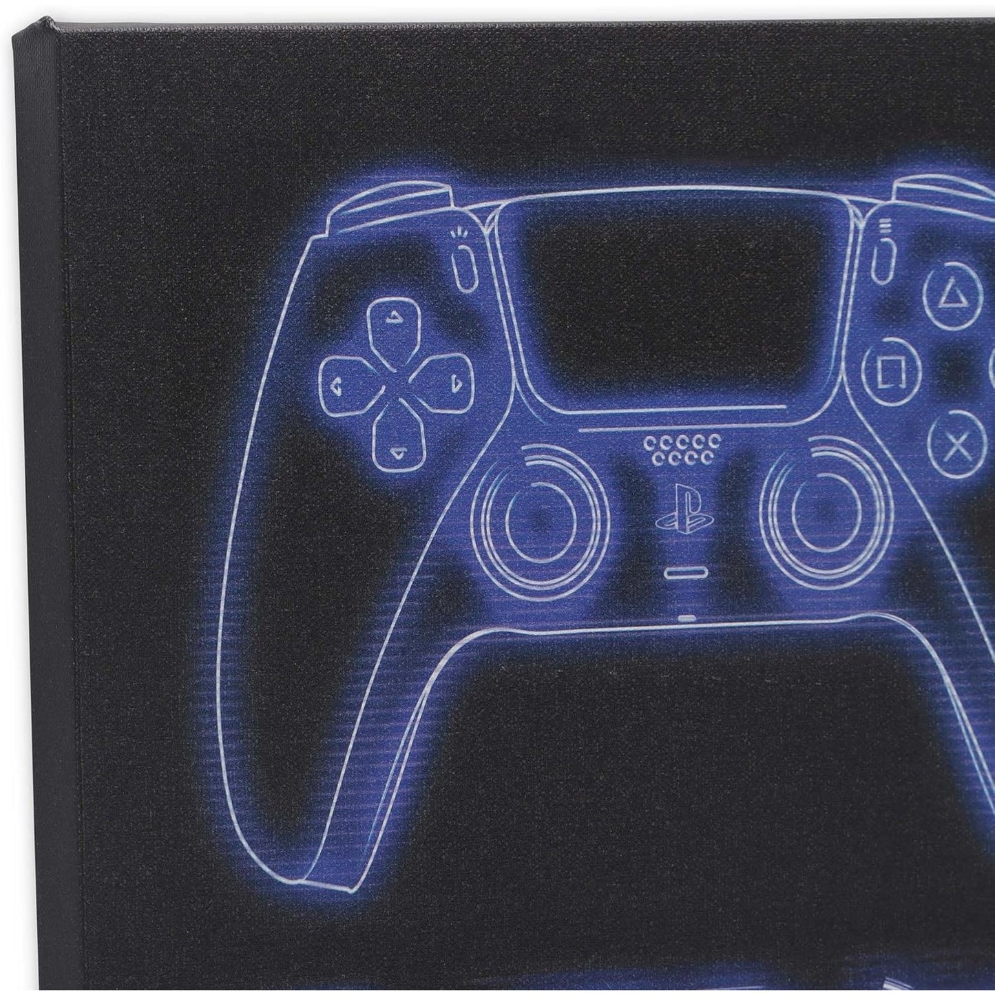 Playstation Blue Neon Controller Art Print on Gallery Wrapped Canvas - Sony, Open Road Brands