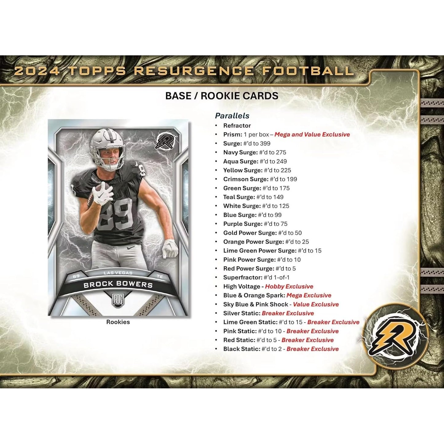 2024 Resurgence Football Mega Box - 6 Packs, 48 Trading Cards - Topps