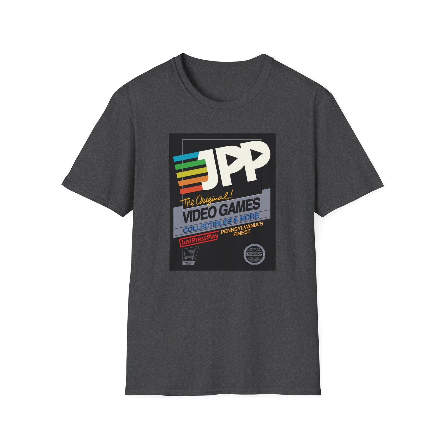 Just Press Play Unisex Softstyle T-Shirt - Black Box
