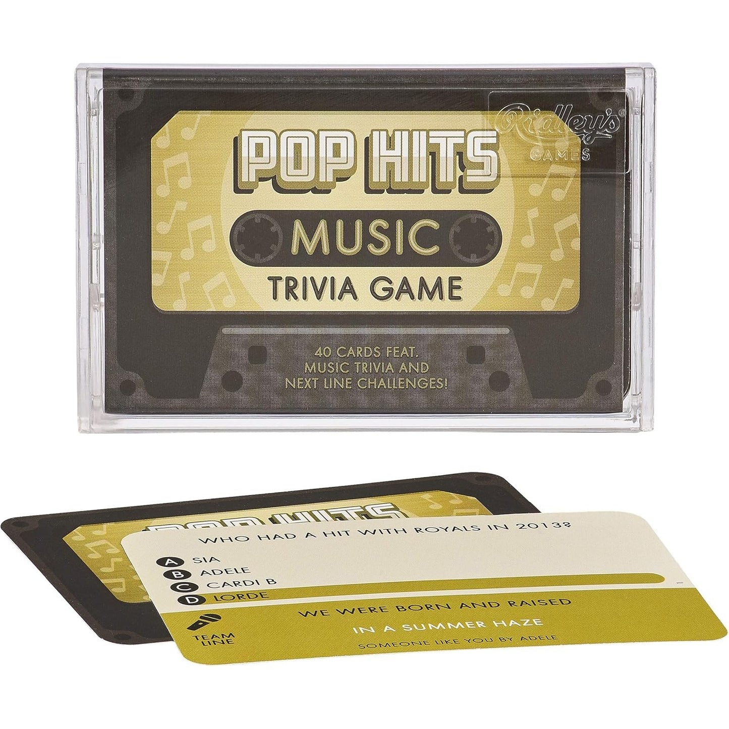 Pop Hits Music Trivia Game - 40 Cards in Retro Cassette Box - Ridley's