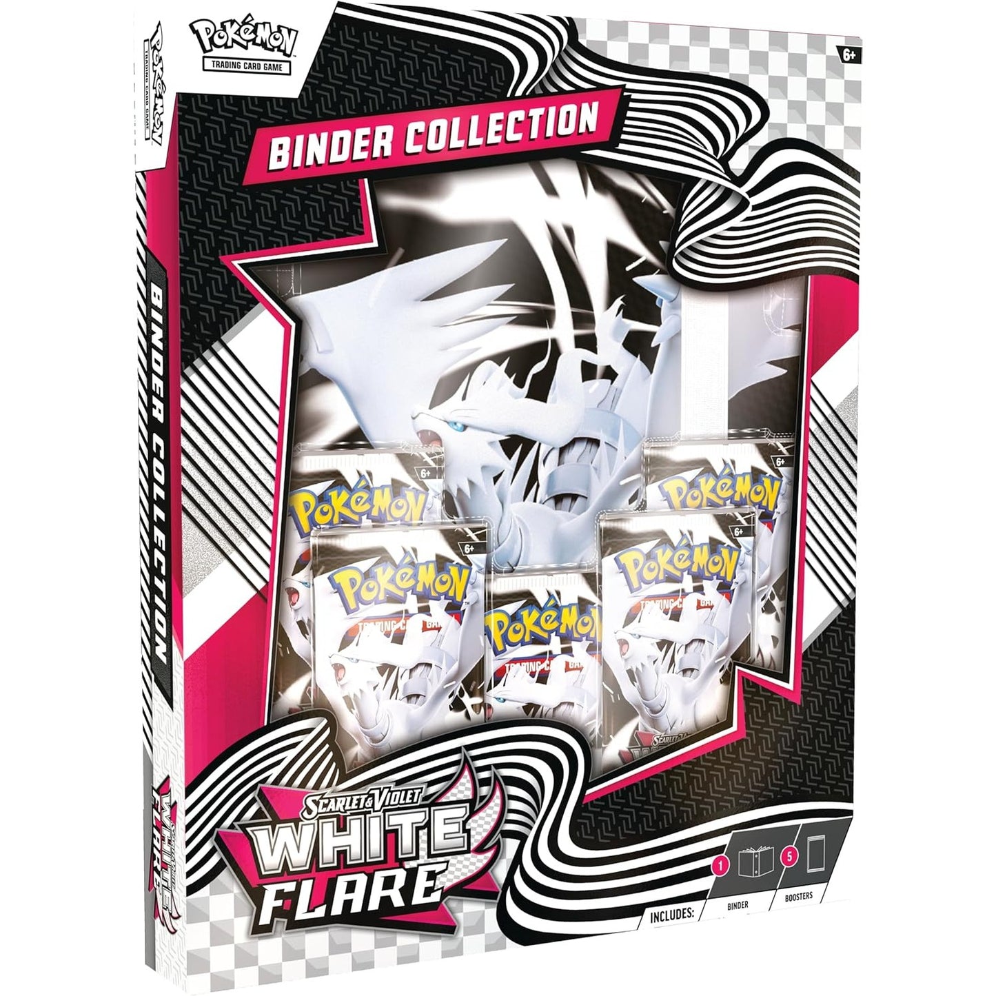 Pokemon TCG Scarlet & Violet 10.5 White Flare Binder Collection - Includes 5 Booster Packs!