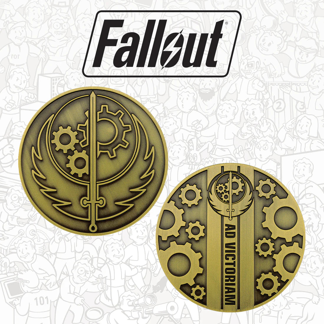 Fallout Brotherhood of Steel Medallion & Vinyl Sticker - Fanattik - Numbered Limited Edition