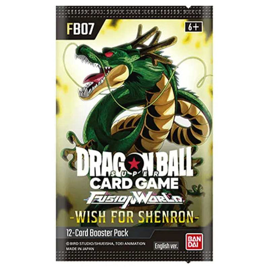 Dragon Ball Super TCG Fusion World Wish for Shenron Booster Pack FB07 - 12 Cards, English Ver., Ages 6+ - Bandai