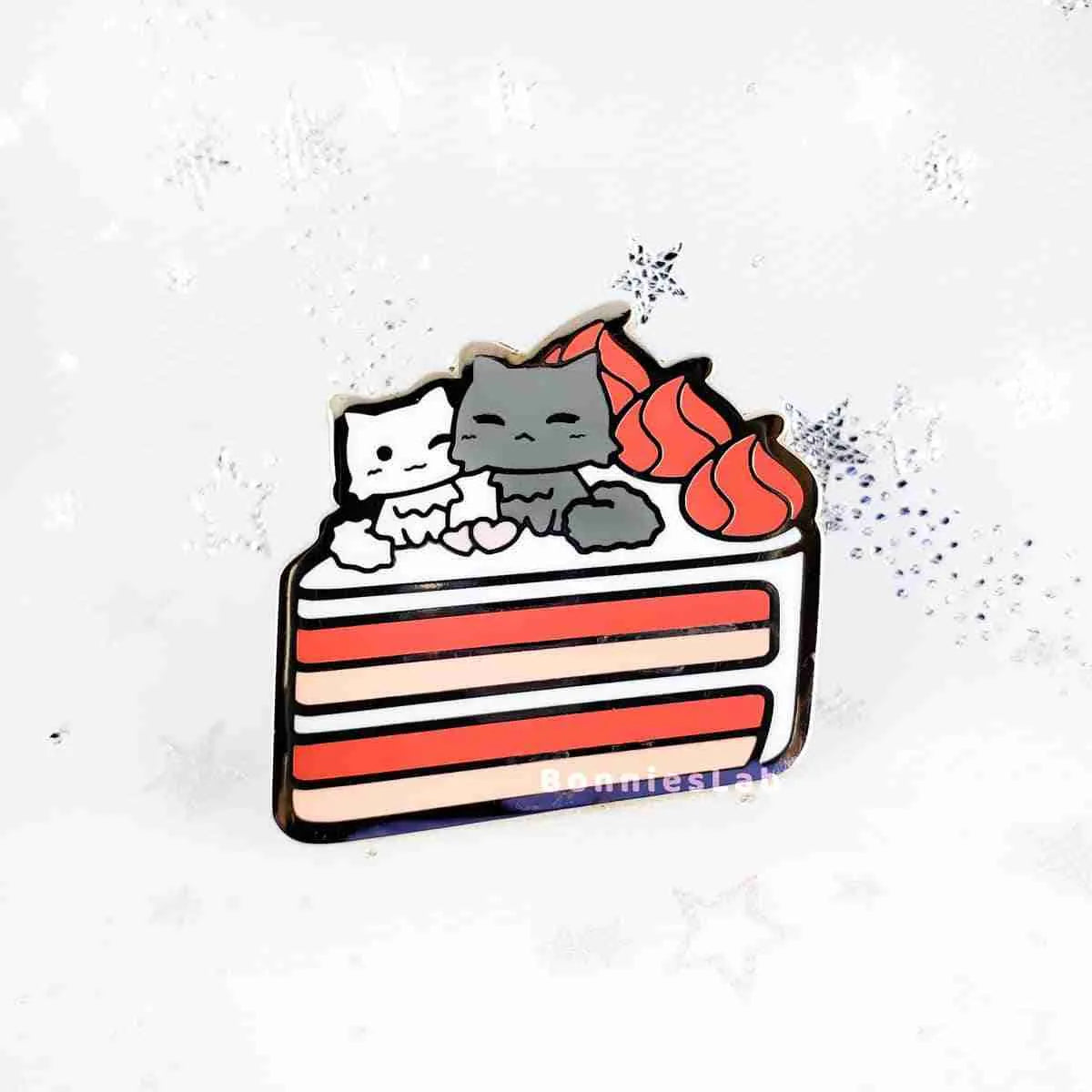 Neko Cafe Red Velvet Cake Enamel Pin - Bonnies Lab