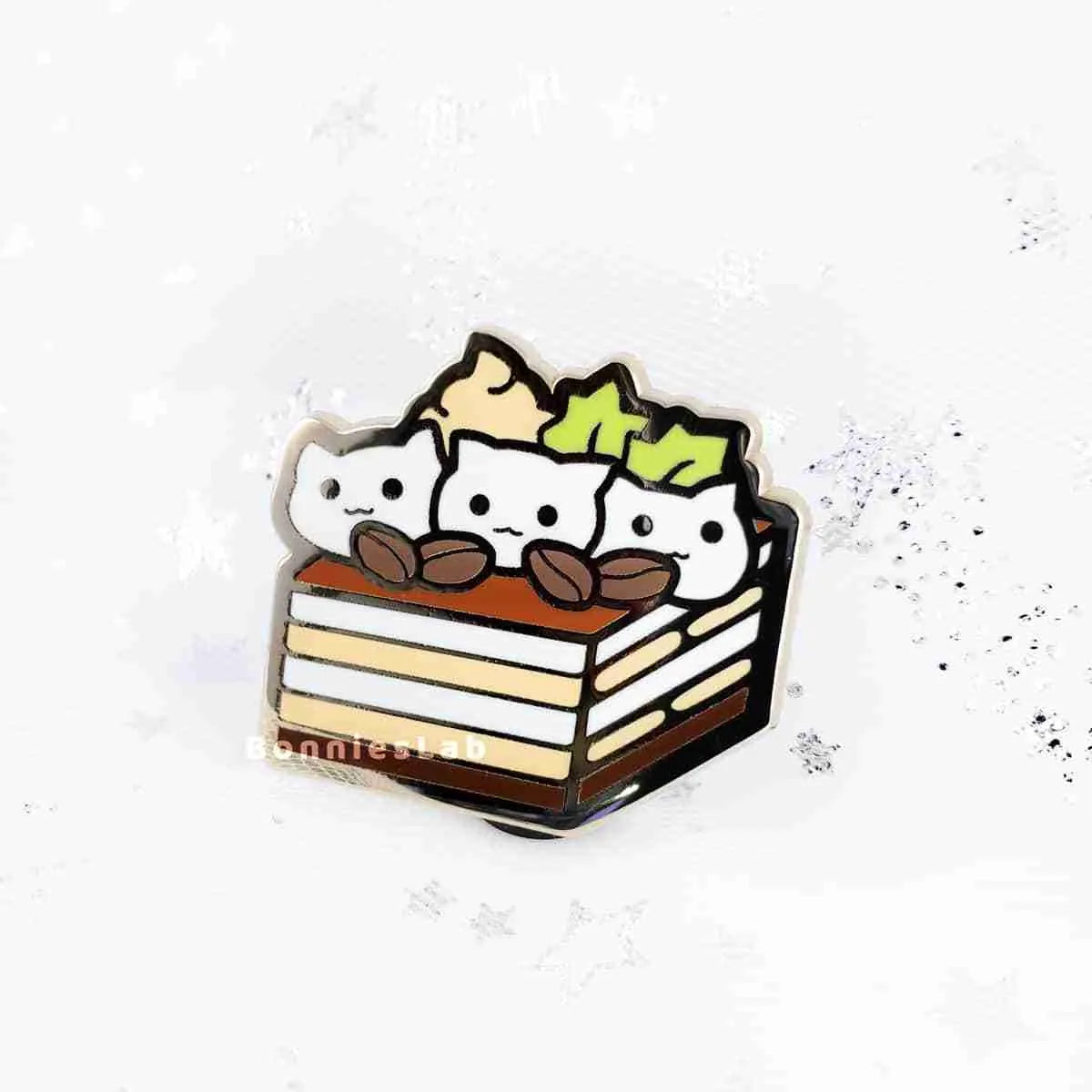 Neko Cafe Tiramisu Enamel Pin - Bonnies Lab