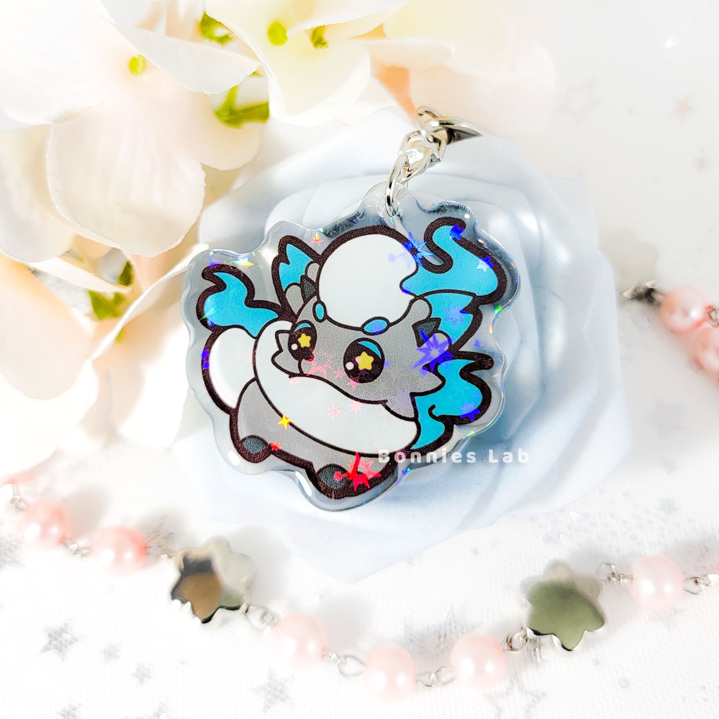 Shiny Hisuian Zorua Holographic Acrylic Keychain Charm - Bonnies Lab