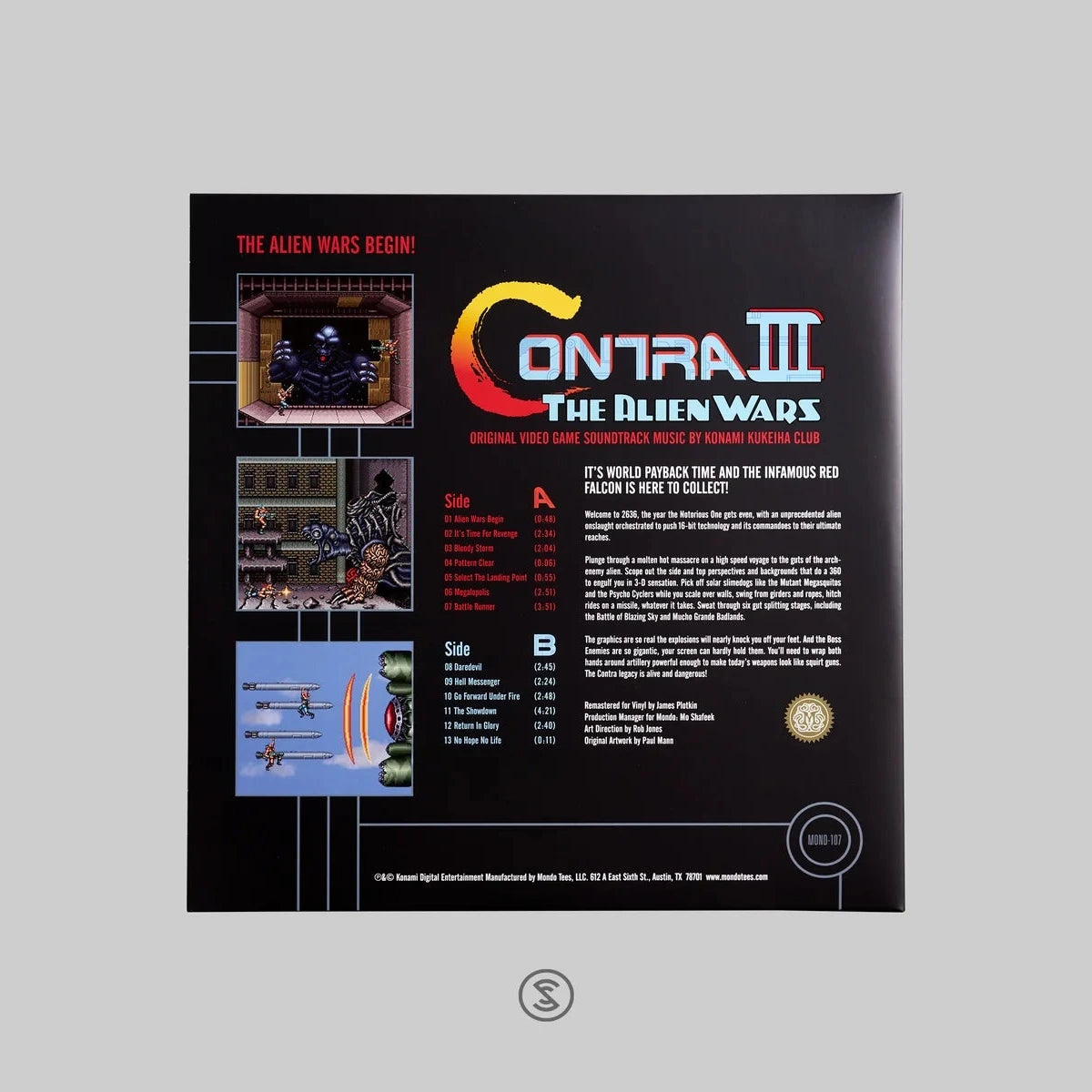 Contra 3: The Alien Wars Original Soundtrack - Vinyl LP Record Red/Blue, Mondo, Konami Kukeiha Club, OST