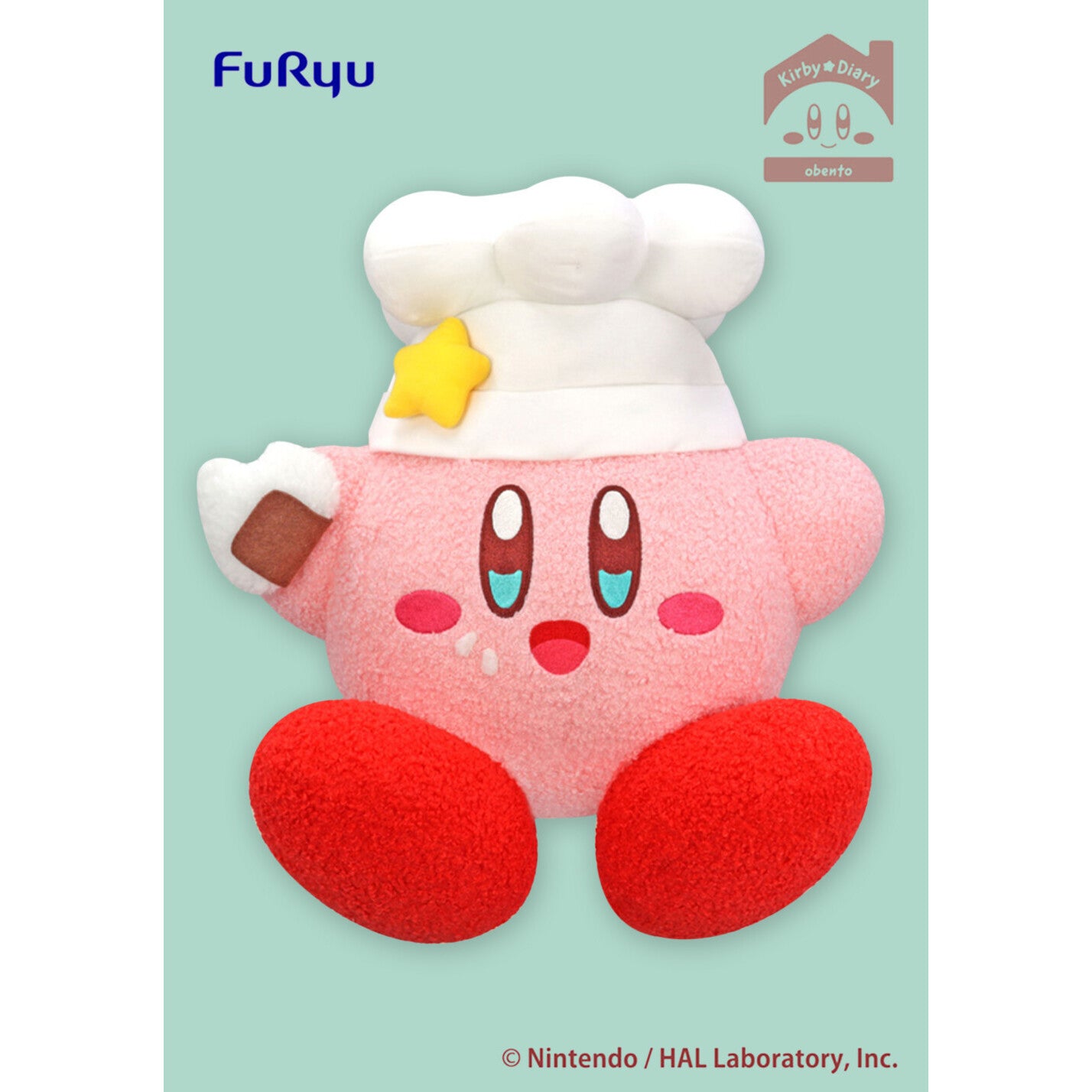Kirby's Dreamland Cook Kirby Holding Rice Ball Big 12" Plush Toy - FuRyu - Kirby Diary: Obento