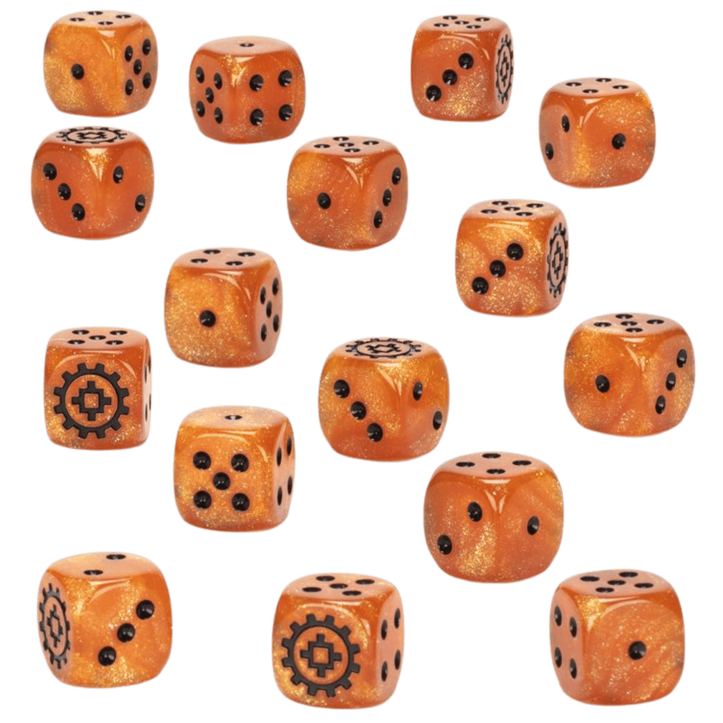 Warhammer: Age of Sigmar Kharadron Overlords Dice - Set of 16 Six-Sided, Color: Brass - Games Workshop