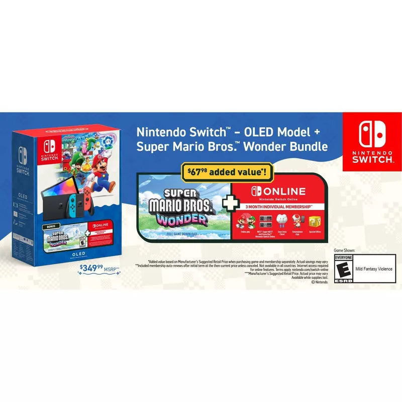 Nintendo Switch OLED Model Console - Mario Wonder Bundle - Nintendo