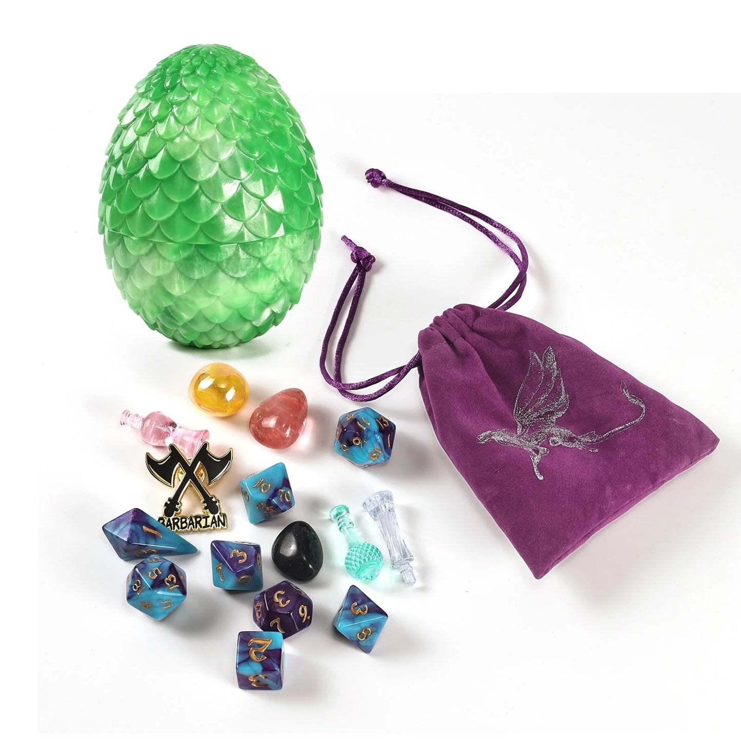 Dragon's Hoard RPG Mystery Treasure Egg - Dice Set, Bag, Enamel Pin & More! - Hymgho Dice