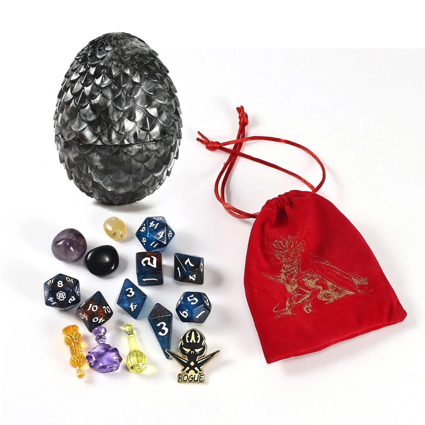 Dragon's Hoard RPG Mystery Treasure Egg - Dice Set, Bag, Enamel Pin & More! - Hymgho Dice