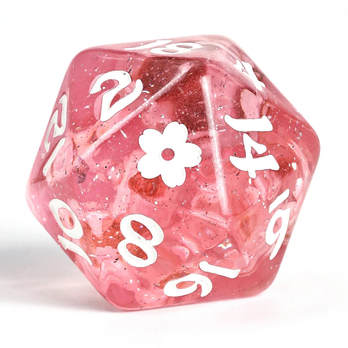 Wyrmforged Rollers Sakura Blossom Polyhedral Dice Set - Pink & White, Rounded Resin - Hyngho Dice