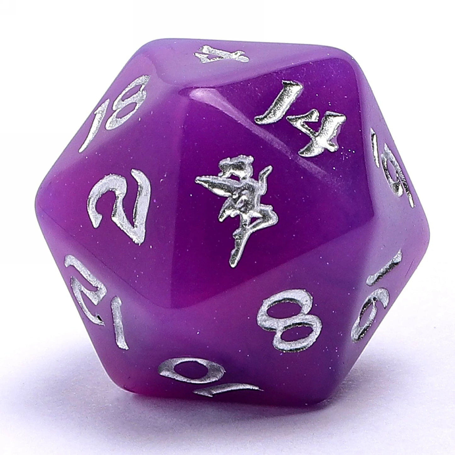 Wyrmforged Rollers Pixie Dust Silver Glow in the Dark Dice Set - 7-Piece Rounded Resin Polyhedral - Hyngho Dice