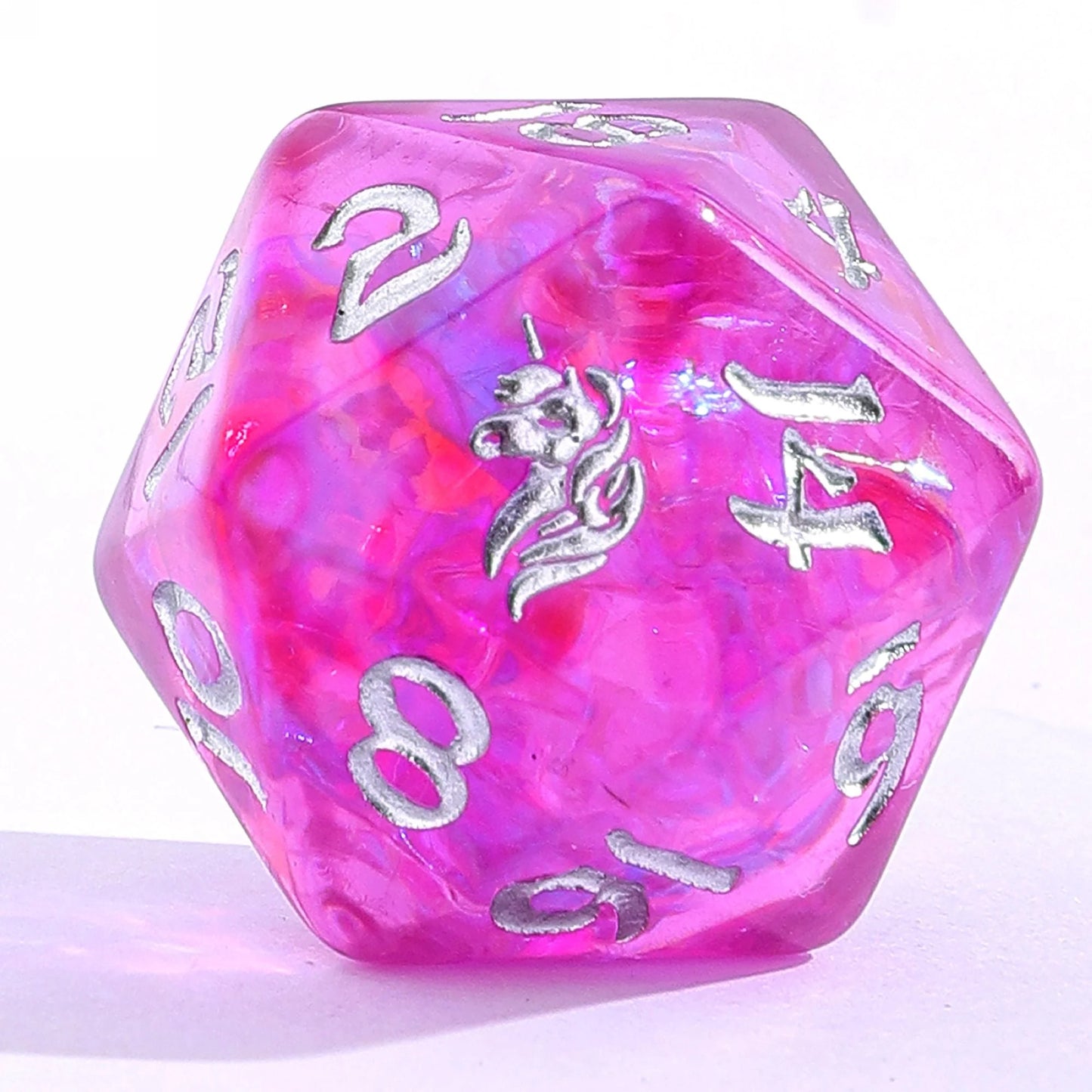 Wyrmforged Rollers Lumina Unicorn Dice Set - 7-Piece Rounded Resin Polyhedral - Hyngho Dice