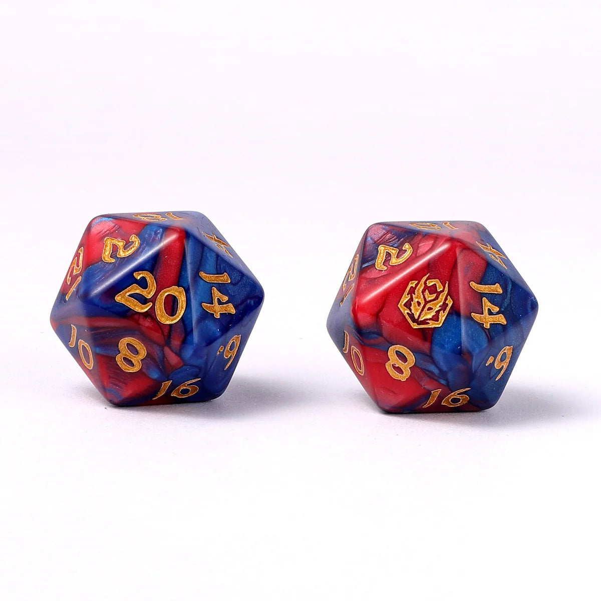 Wyrmformed Rollers Stormcaller Metal Polyhedral Dice Set - 8-Piece, Red & Blue, Rounded Edge - Hymgho Dice