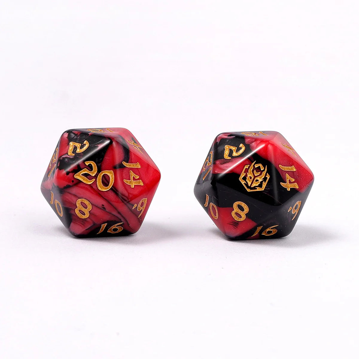 Wyrmformed Rollers Blood Pact Metal Polyhedral Dice Set - 8-Piece, Red & Black, Rounded Edge - Hymgho Dice