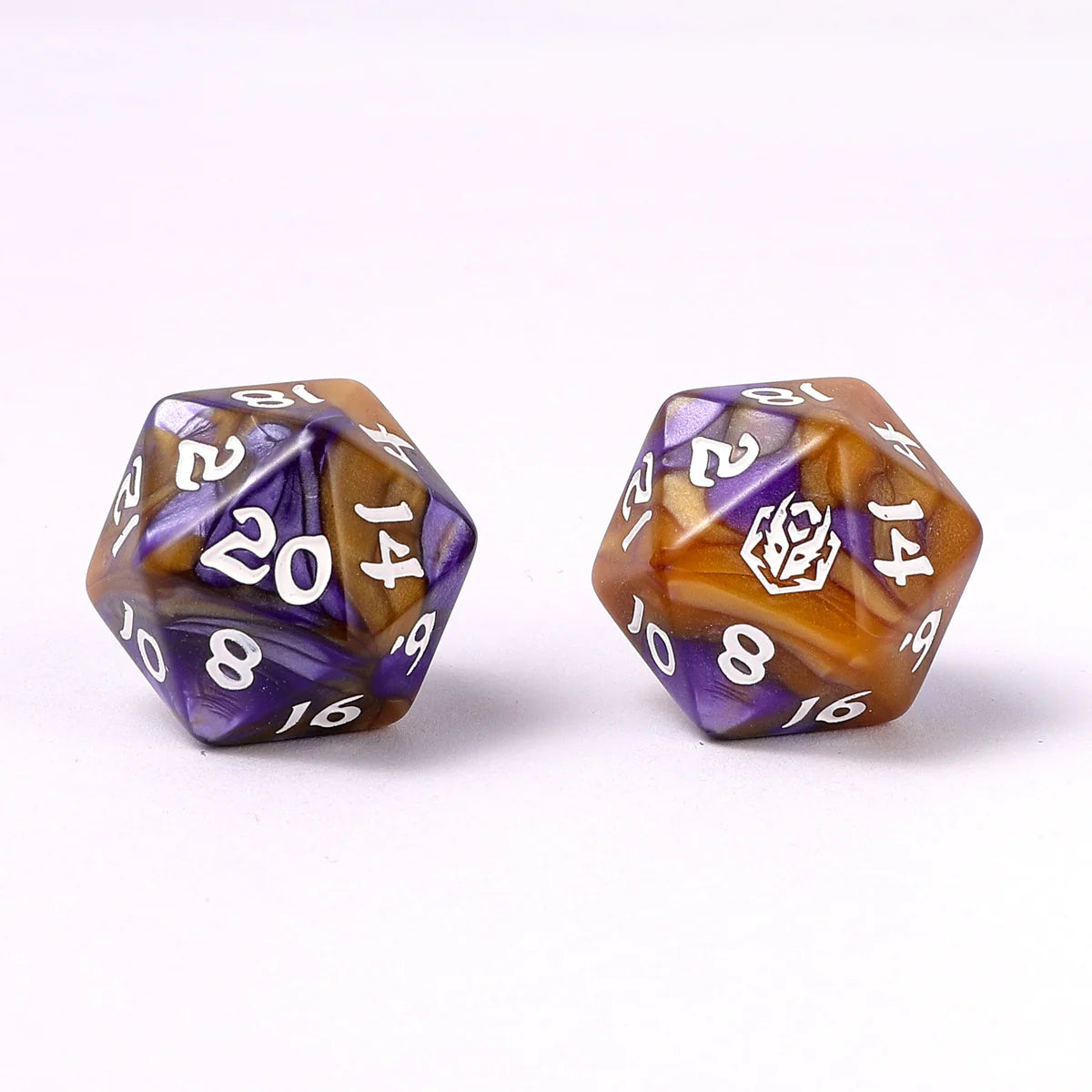 Wyrmformed Rollers Magister Robes Metal Polyhedral Dice Set - 8-Piece, Purple & Orange, Rounded Edge - Hymgho Dice