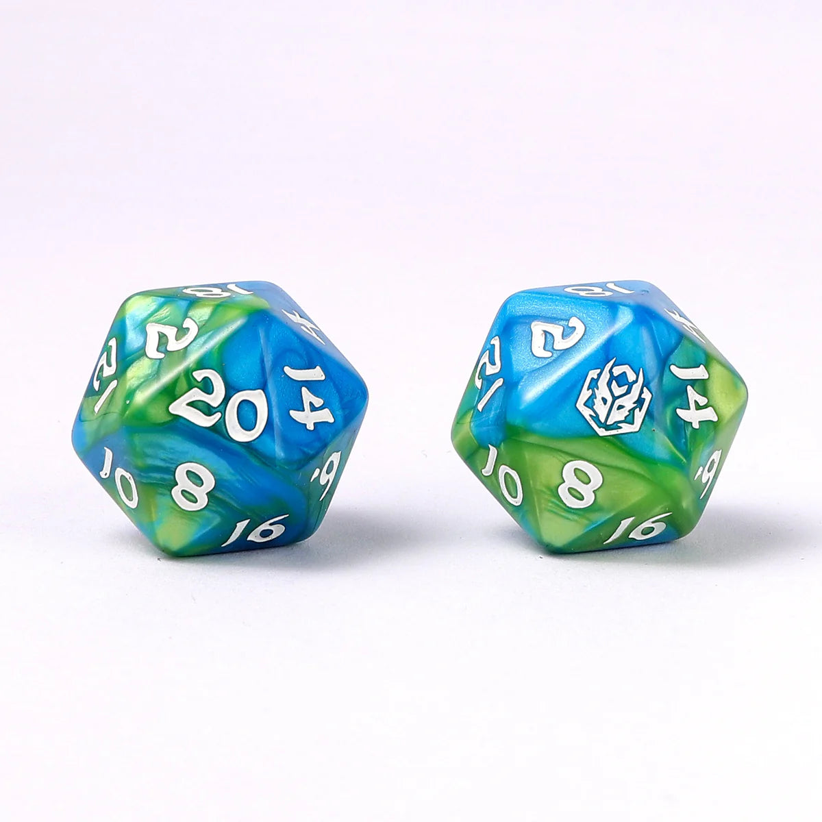 Wyrmformed Rollers Banshee's Wail Metal Polyhedral Dice Set - 8-Piece, Green & Blue, Rounded Edge - Hymgho Dice