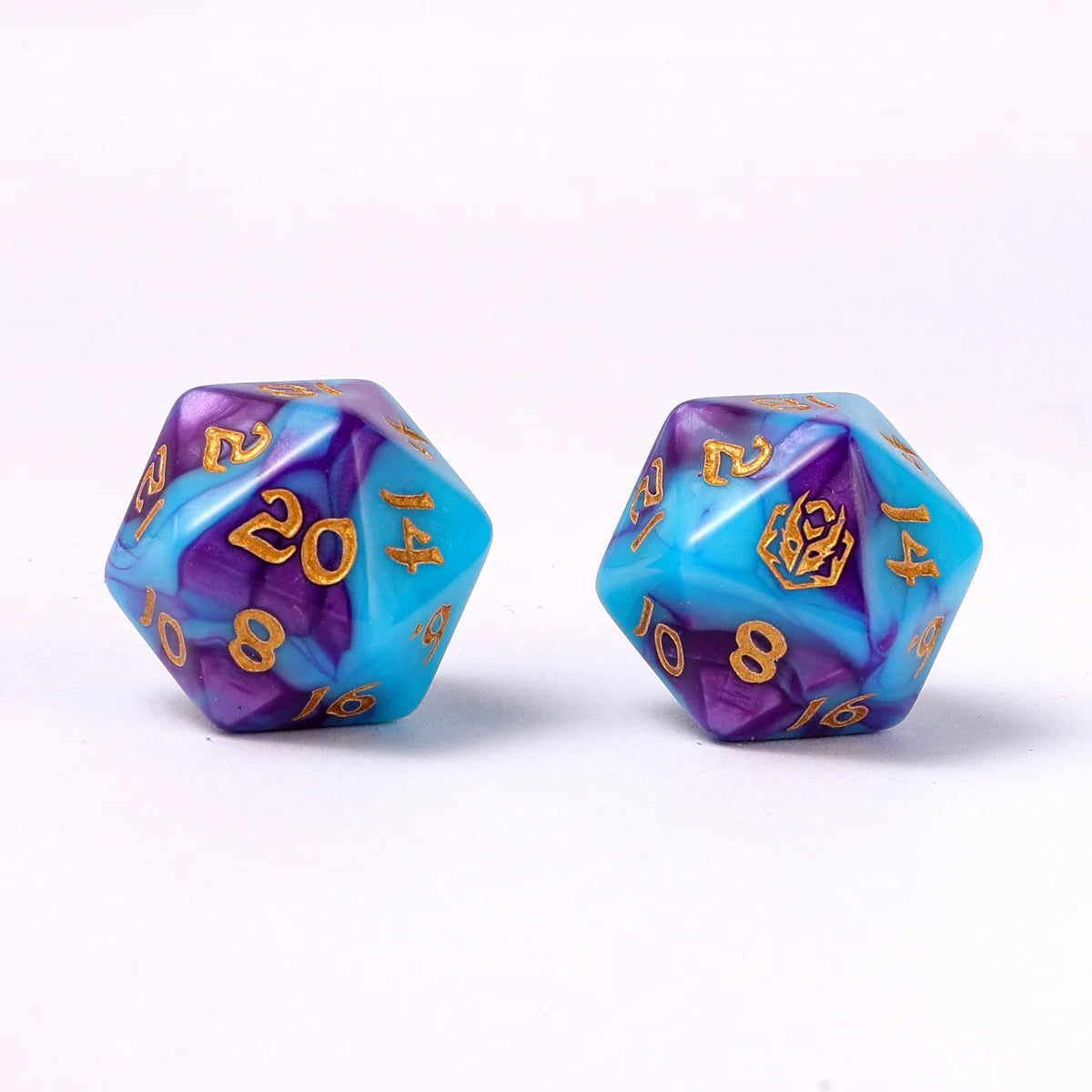 Wyrmformed Rollers Banshee's Wail Metal Polyhedral Dice Set - 8-Piece, Purple & Blue, Rounded Edge - Hymgho Dice