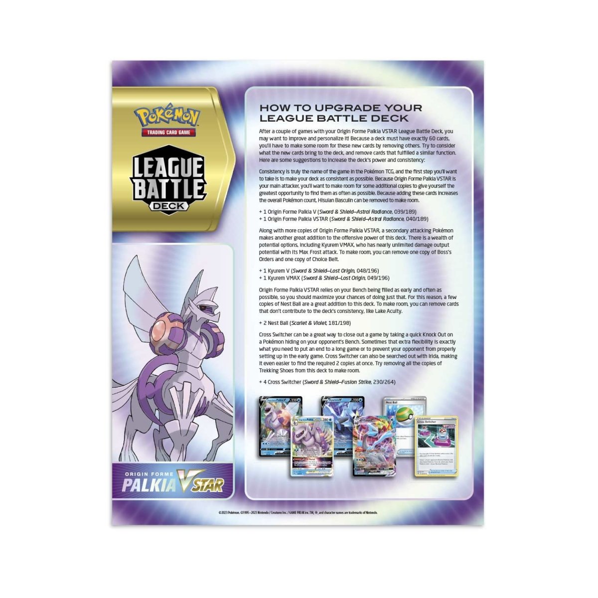 Pokemon TCG Origin Palkia Vstar League Battle Deck