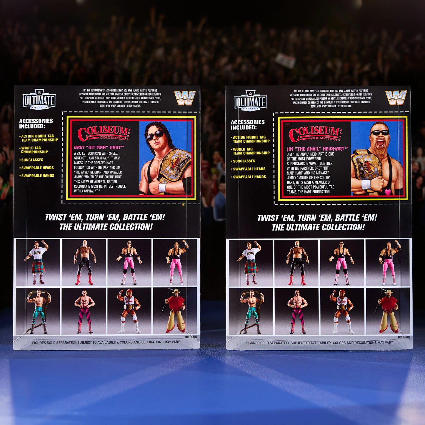 WWE Ultimate Edition Coliseum Collection Hart Foundation Bret "Hit Man" Hart & Jim "The Anvil" Neidhart - Action Figure 2-Pack - Mattel Creations Exclusive!