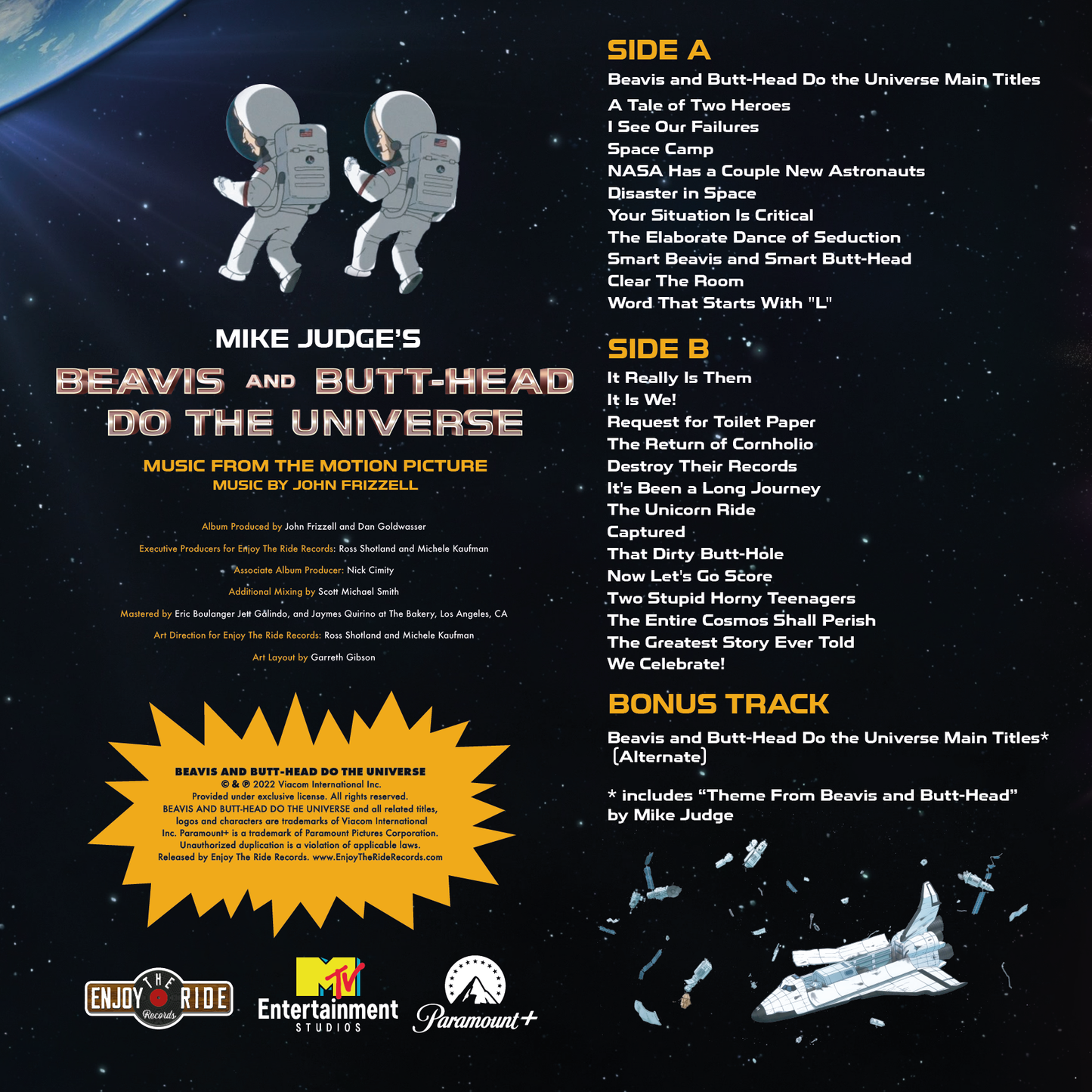 Beavis and Butthead Do the Universe OST - Vinyl LP Record Blue