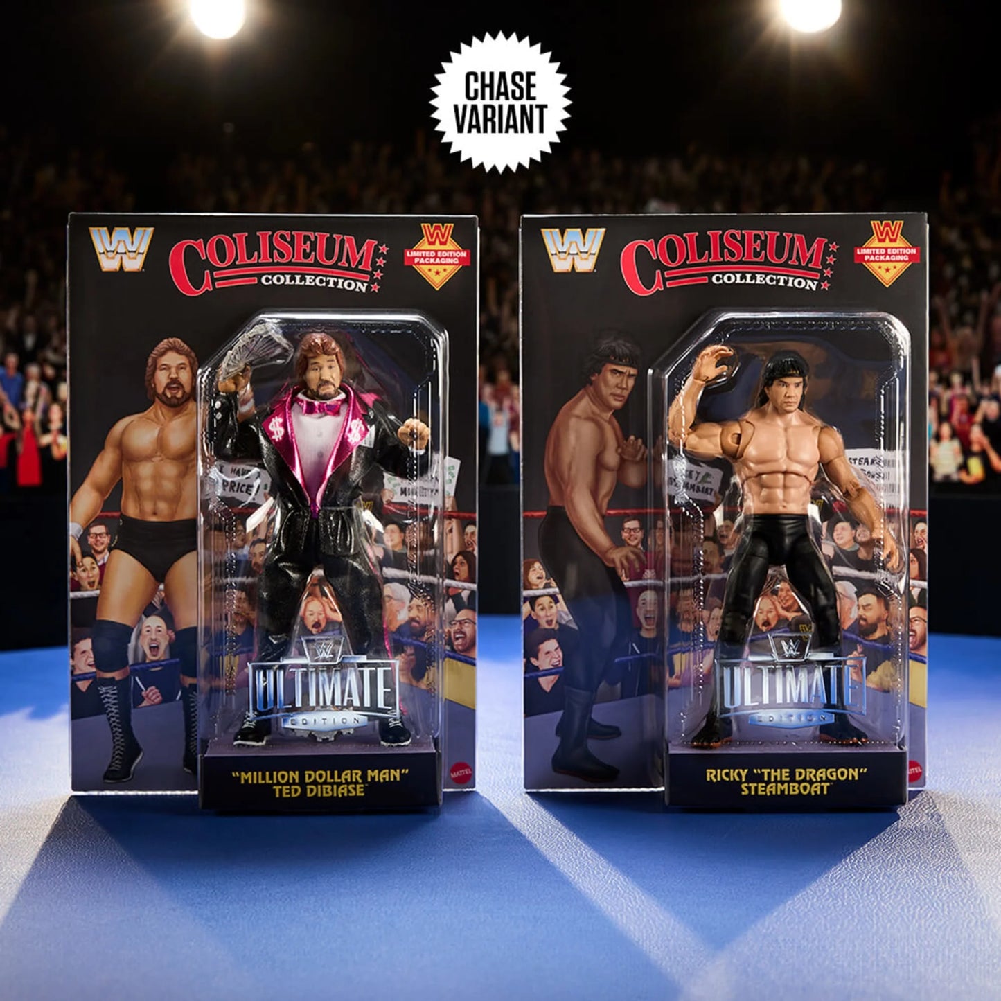 WWE Ultimate Edition Coliseum Collection “Million Dollar Man” Ted DiBiase & Ricky “The Dragon” Steamboat - Action Figure 2-Pack - Mattel Creations Exclusive!