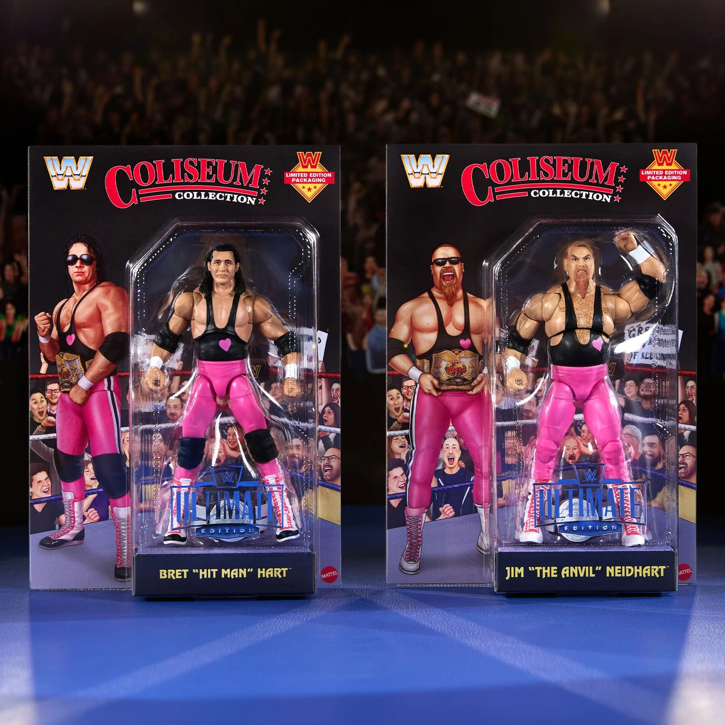 WWE Ultimate Edition Coliseum Collection Hart Foundation Bret "Hit Man" Hart & Jim "The Anvil" Neidhart - Action Figure 2-Pack - Mattel Creations Exclusive!