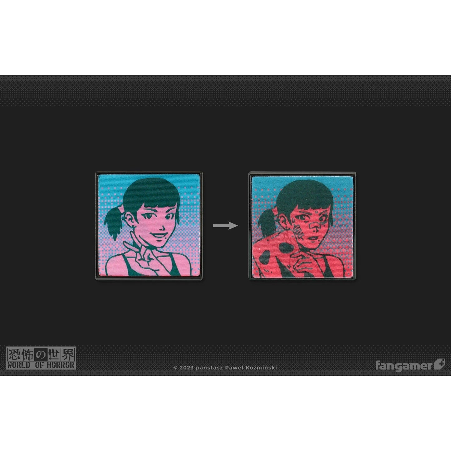 World of Horror Doomed Already Lenticular Pin - by Nina Matsumoto - Fangamer