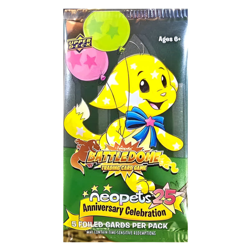 Neopets Battledome TCG 25th Anniversary Booster Pack - 5 Foil Cards - JustPressPlayOnline Neopets Battledome TCG 25th Anniversary Booster Pack - 5 Foil Cards - JustPressPlayOnline