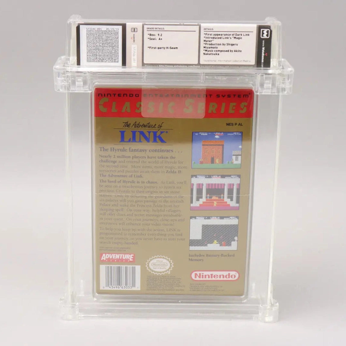 Zelda II: The Adventure of Link Nintendo NES 1992 New Sealed H-Seam Wata 9.2 A+