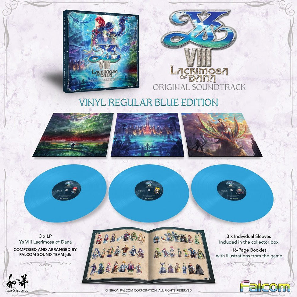 Y's VIII: Lacrimosa of Dana OST - 3 LP Set Blue Vinyl