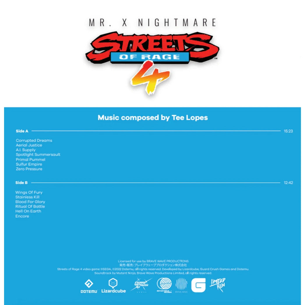 Streets of Rage 4: Mr X Nightmare-The Definitive Soundtrack - Vinyl LP Record OST