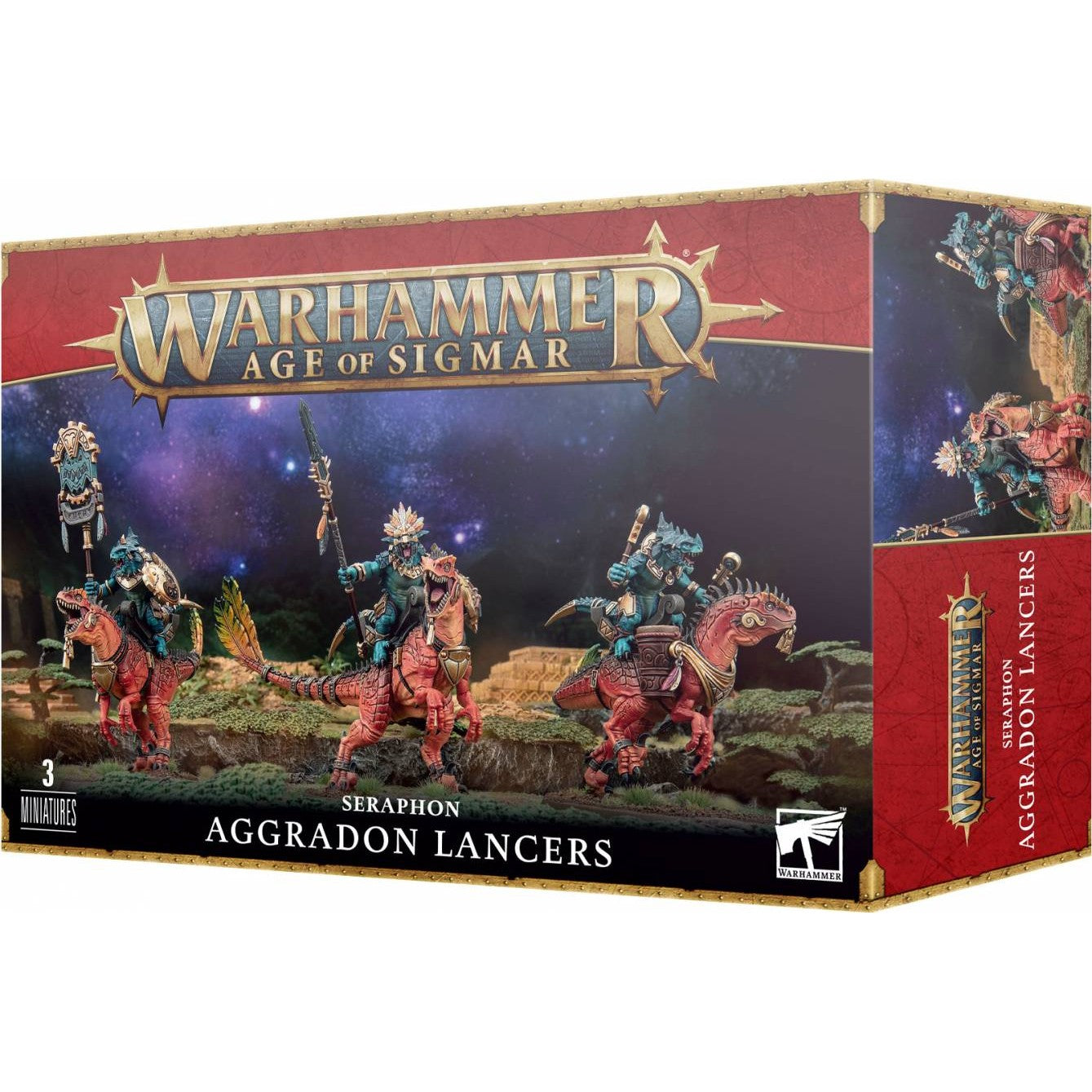 Warhammer: Age of Sigmar Seraphon Aggradon Lancers - 3 Miniatures - Games Workshop