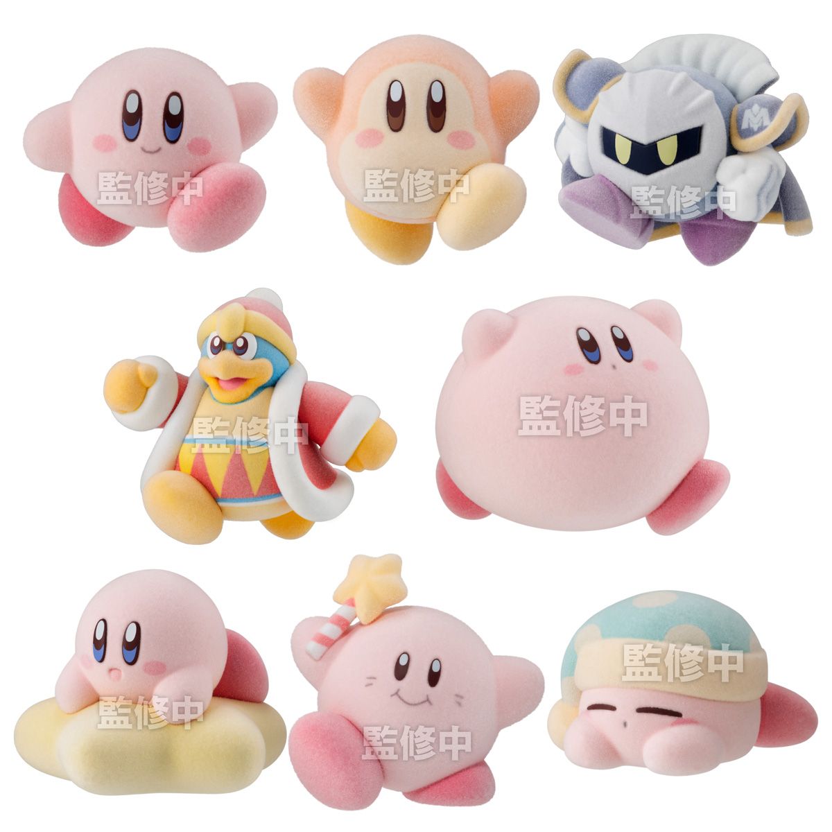 Kirby PuPuPu Flocked Shokugan Collection Blind Box - 1 Random Figure, 8 Possible Designs - Bandai