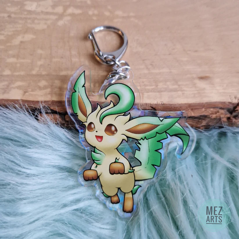 Pokemon Leafeon Crystal Holographic Acrylic Keychain