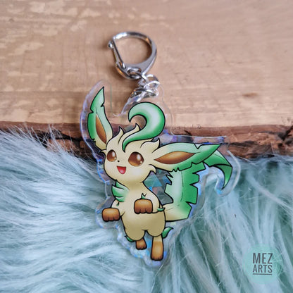 Pokemon Leafeon Crystal Holographic Acrylic Keychain