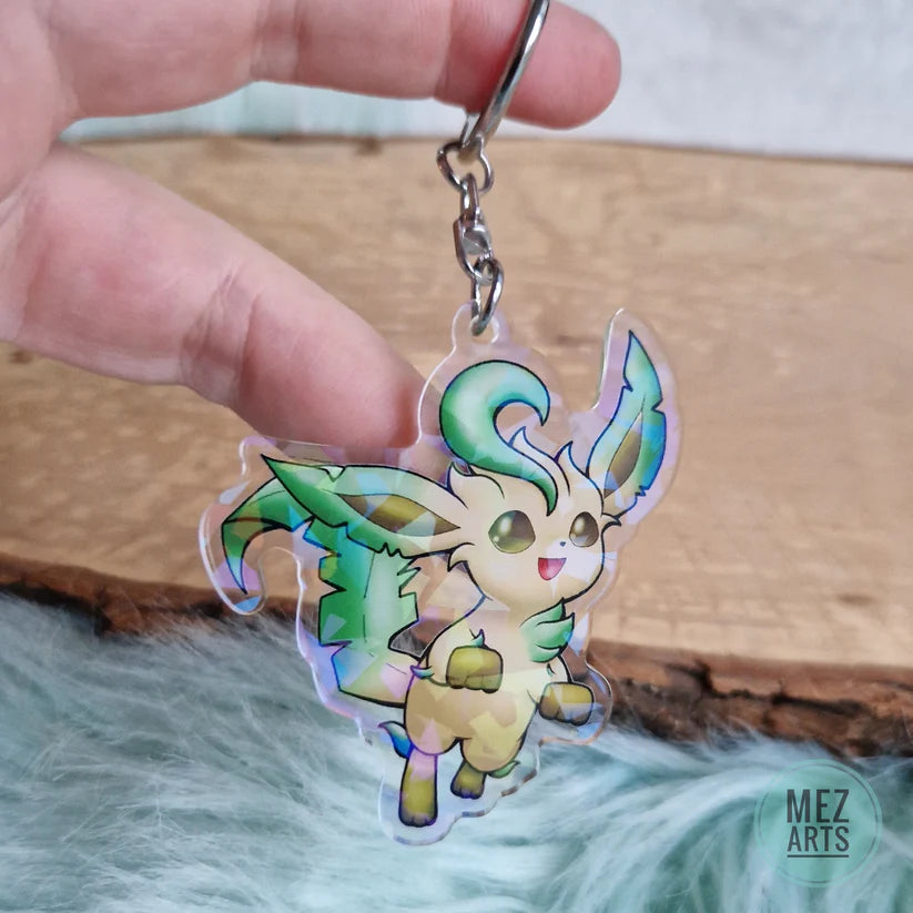 Pokemon Leafeon Crystal Holographic Acrylic Keychain