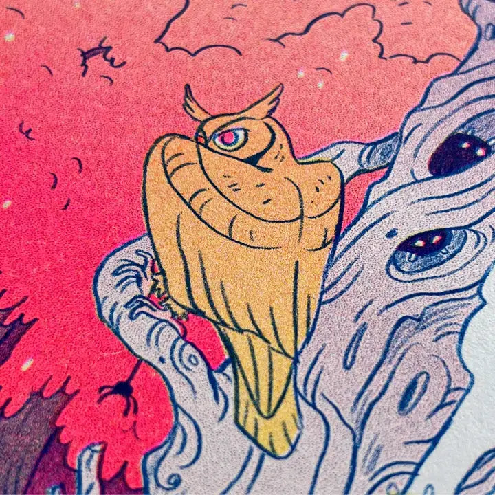Book of Owls Fantasy Art Riso Print - Natalie Andrewson - Autumn Halloween Theme