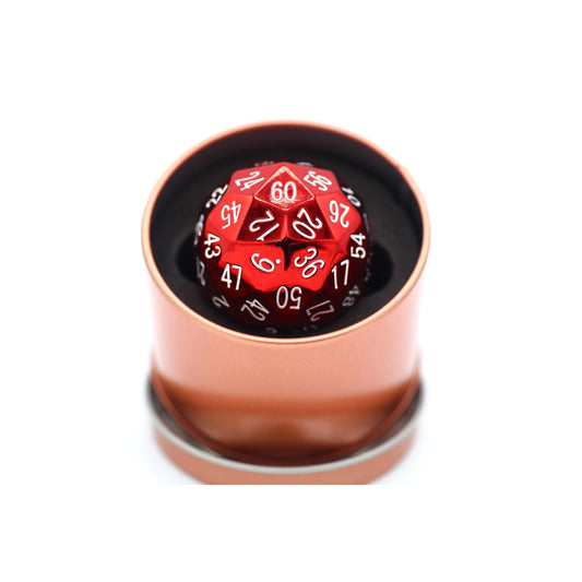 Titan's Fist Solid Metal D60 Die - Red & White - Hymgho Dice