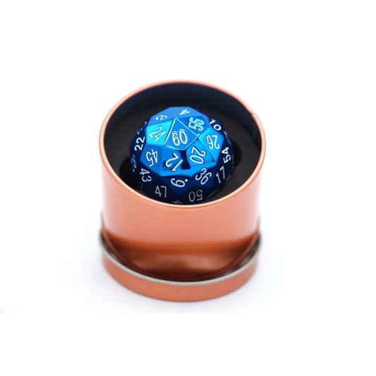 Titan's Fist Solid Metal D60 Die - Blue & White - Hymgho Dice